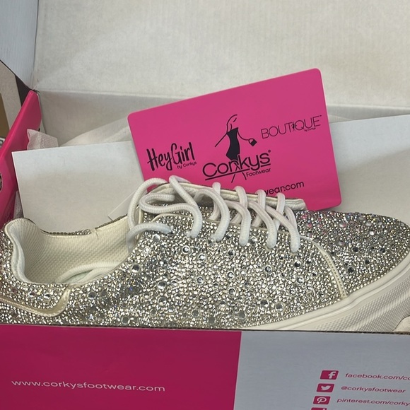 Hey girl bedazzled clear sneaker new in box size 8 women’s silver jewels - Picture 7 of 9